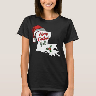 Merry Christmas Y'all Southern Louisiana Santa Hat T-Shirt