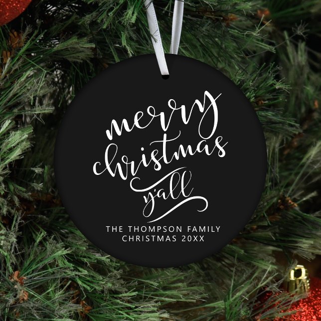 Merry Christmas Y'all Texas Holiday Photo Ceramic Ornament (Creator Uploaded)