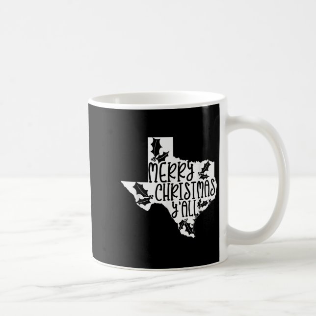 Merry Christmas Yall Texas Mistletoe White Graphic Coffee Mug (Right)