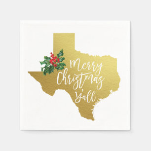 Merry Christmas Y'all Texas State Napkins