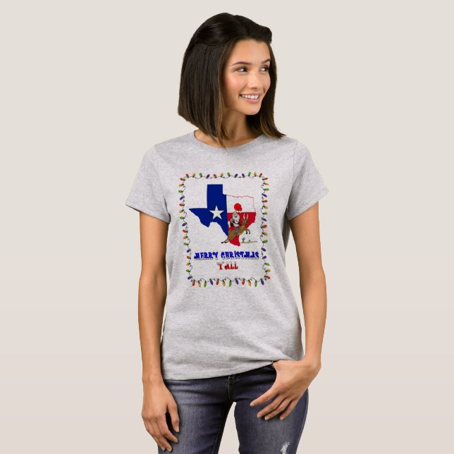 Merry Christmas Y'All Texas Style T-Shirt (Front Full)