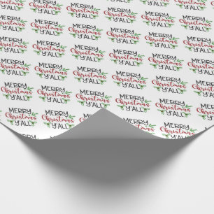 Merry Christmas Y'all typography  wrapping paper