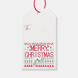 Merry Christmas y'all Ugly Sweater design Gift Tags