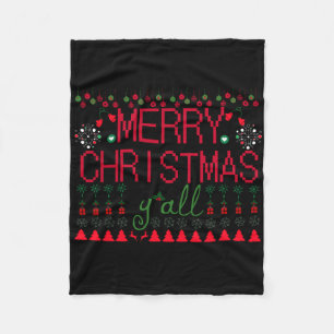 "Merry Christmas Y'all" Ugly Sweater Fleece Blanket