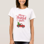 Merry Christmas Y'all Vintage Truck Christmas RW T-Shirt<br><div class="desc">Merry Christmas Y'all - Watercolor Vintage Red Truck with Christmas Tree T-Shirt</div>
