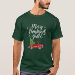 Merry Christmas Y'all Vintage Truck Green T-Shirt<br><div class="desc">Merry Christmas Y'all - Watercolor Vintage Red Truck with Christmas Tree Men's T-Shirt</div>