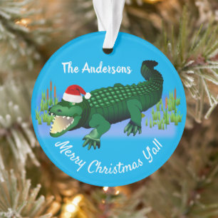 Merry Christmas Ya'll with Alligator Ornament