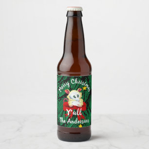 Merry Christmas Ya'll with Possum Beer Bottle Label