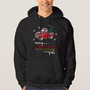 Merry Christmas YallRed Plaid Christmas Tree Truck Hoodie