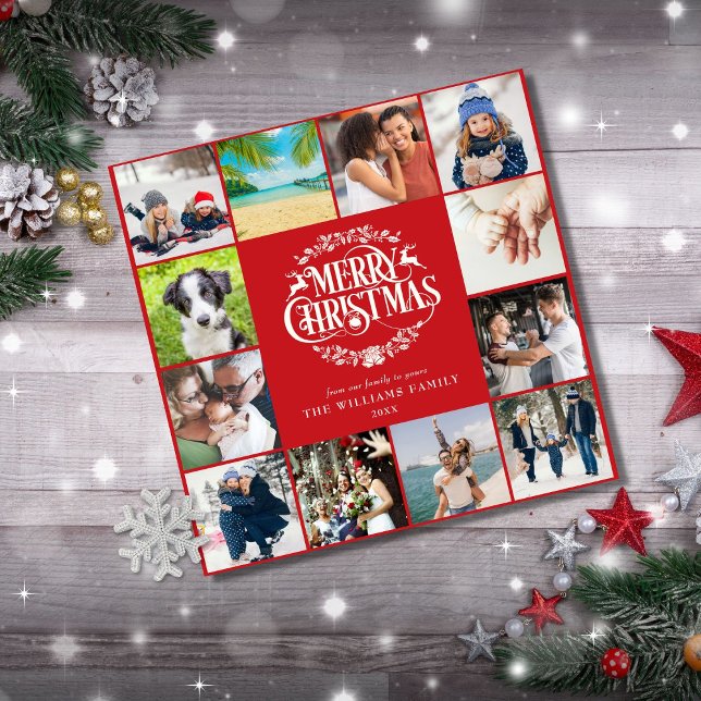 Merry Christmas Year Review Photo Collage Holiday  Card (Creator Uploaded)