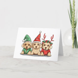 Merry Christmas Yellow Labrador Retriever Dogs Holiday Card