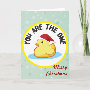 Merry Christmas yellow rubber duckie greeting card