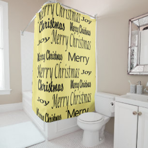 Merry Christmas Yellow  Shower Curtain 
