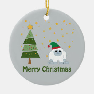 Merry Christmas Yeti Ceramic Ornament