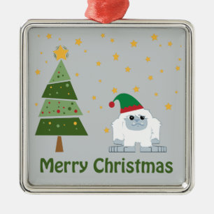 Merry Christmas Yeti Metal Tree Decoration