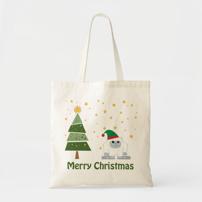 Merry Christmas Yeti Tote Bag (Front)