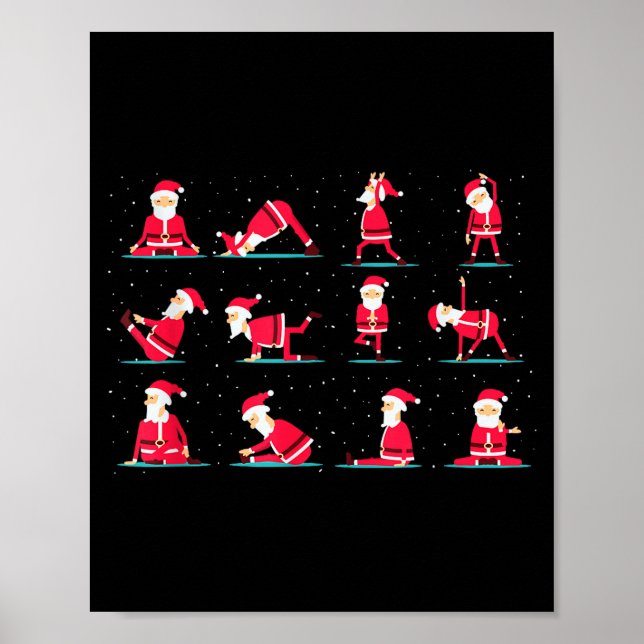 Merry Christmas Yoga Santa Practice Yoga Xmas Medi Poster (Front)