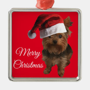 Merry Christmas Yorki Metal Ornament