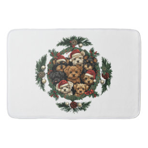 Merry Christmas Yorkshire Terrier Dogs Bath Mat