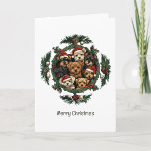 Merry Christmas Yorkshire Terrier Dogs Holiday Card