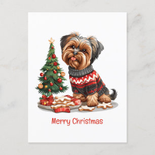 Merry Christmas Yorkshire Terrier Dogs Holiday Postcard