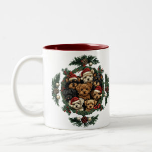 Merry Christmas Yorkshire Terrier Dogs Two-Tone Coffee Mug
