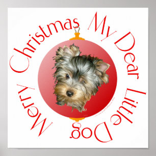 Merry Christmas Yorkshire Terrier Poster