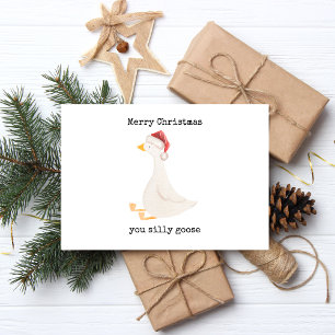 Merry Christmas You Silly Goose Foil Holiday Postcard