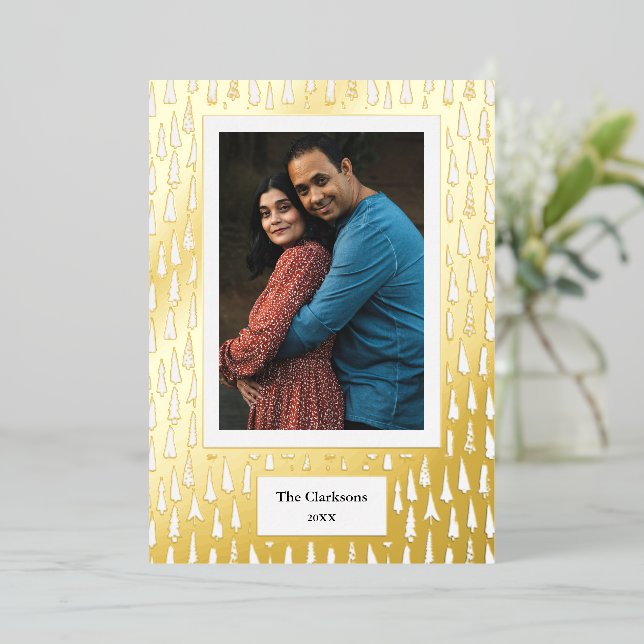 Merry Christmas! Your Photo & Family Names & Year  Foil Holiday Card (Standing Front)