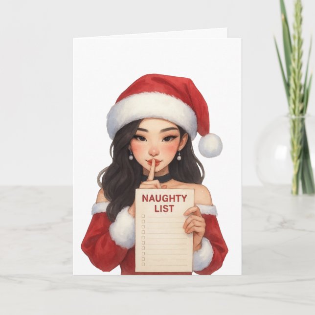 Merry Christmas You're On My Naughty List Cute Card (Front)