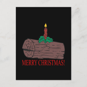 Merry Christmas Yule Log Holiday Postcard