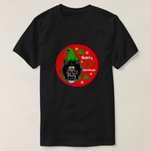 Merry Christmas Zombie Red Eyes Red Circle T-Shirt