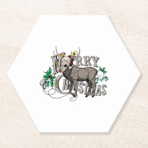 Merry Christmas Zombie Reindeer Skull Gift Paper Coaster