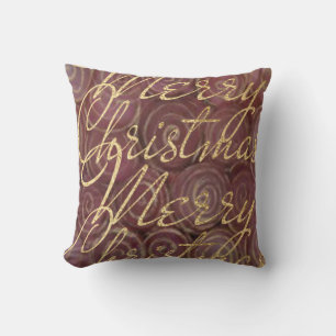 Merry ChristmasCrimson and Gold Cushion