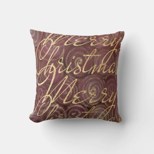 Merry ChristmasCrimson and Gold Cushion (Front)
