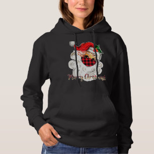 Merry Christmask Santa Face Wear Buffalo Plaid Mas Hoodie