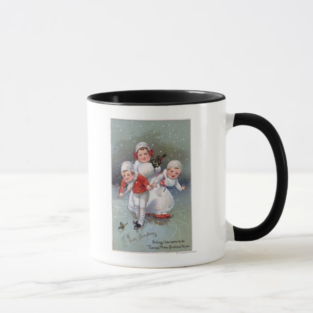 Merry ChristmasLittle Kids Ice Skating Mug (Right)