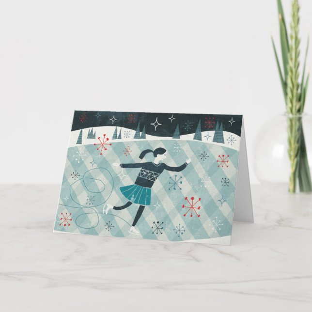 Merry Christmastime Skater Holiday Card (Front)