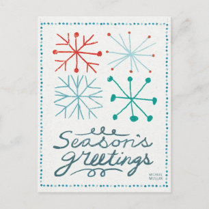 Merry Christmastime Snowflakes Holiday Postcard