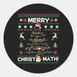Merry Christmath Funny Christmas Math Tree Student Classic Round Sticker