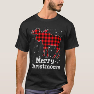 Merry Christmoose Buffalo Plaid Christmas Moose T-Shirt