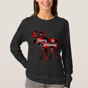 Merry Christmoose. Buffalo Plaid Gift Moose Christ T-Shirt