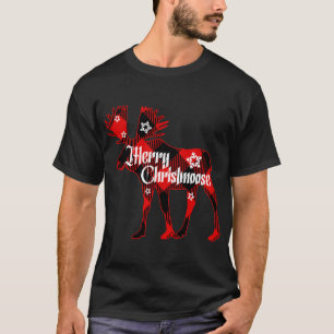 Merry Christmoose. Buffalo Plaid Gift Moose Christ T-Shirt