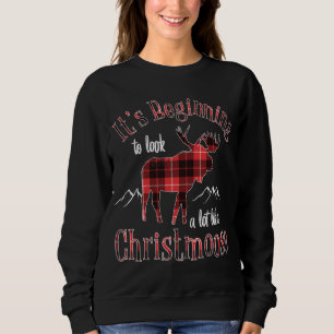 Merry Christmoose Buffalo Plaid Red Moose for Chri Sweatshirt