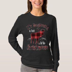Merry Christmoose Buffalo Plaid Red Moose for Chri T-Shirt