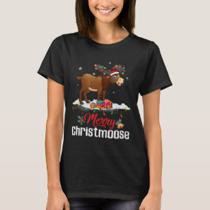 Merry Christmoose Christmas Light Moose Funny Xmas T-Shirt