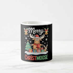 Merry Christmoose Christmas Lights Santa Moose Coffee Mug