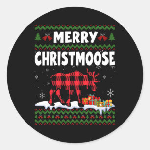 Merry Christmoose Christmas Moose Lover Xmas Holid Classic Round Sticker