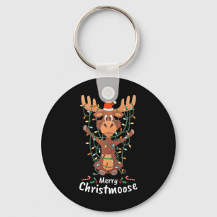 Merry Christmoose Christmas Moose Xmas Tree Lights Key Ring