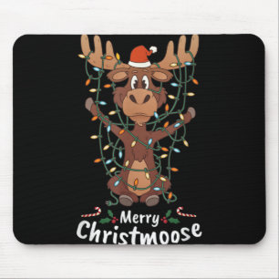 Merry Christmoose Christmas Moose Xmas Tree Lights Mouse Pad